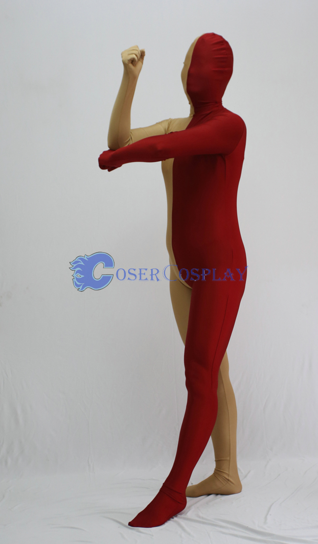 Coffe And Red Split Zentai Suits